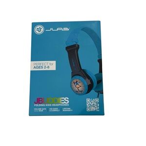 Jlab Jbuddies Blue Folding Kids Headphones Ages 2-8 Volume Regulator New